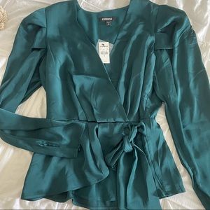 Express wrap tie waist top